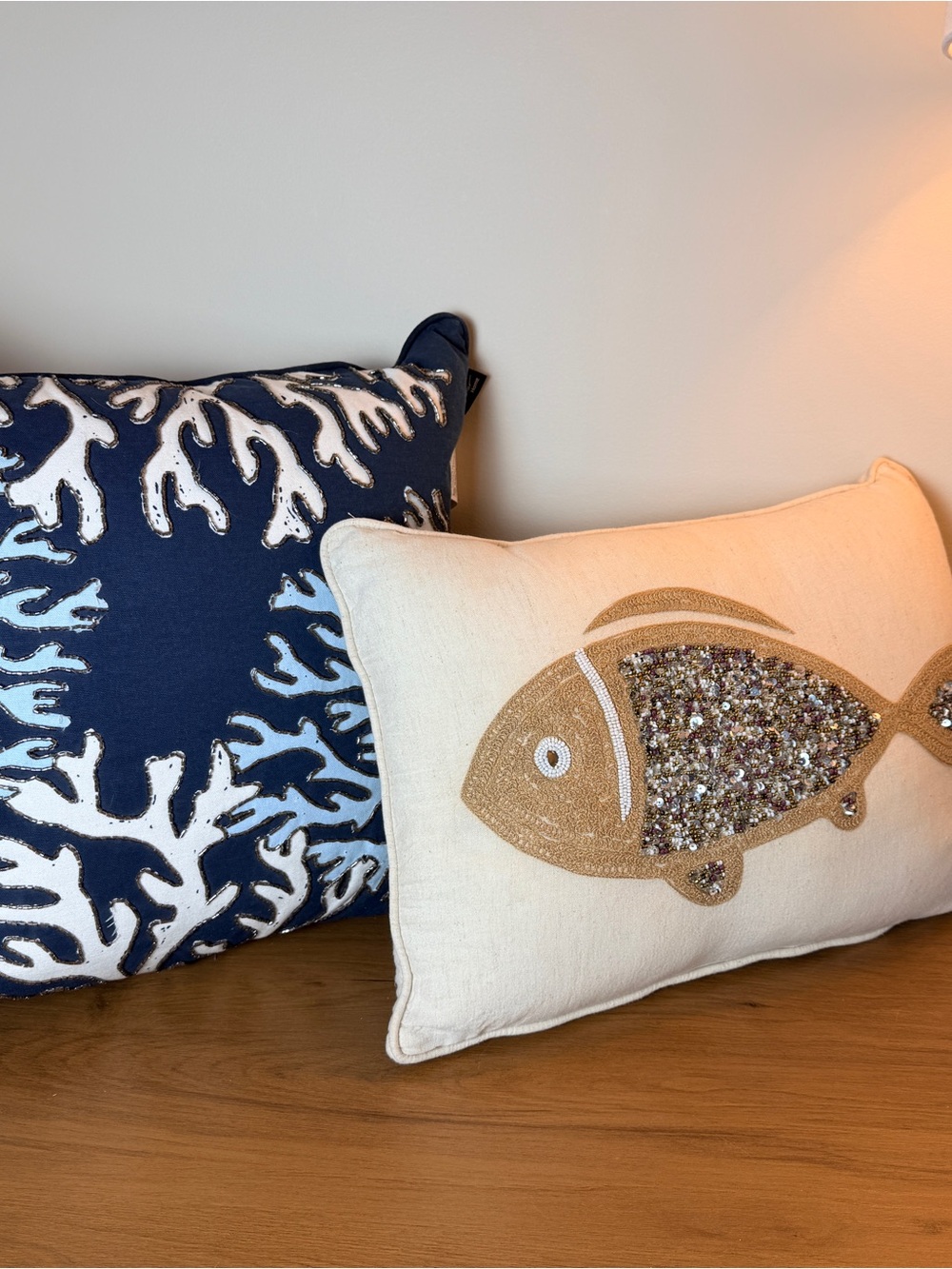 Designer Coastal Beaded Throw Pillows Nicole Miller/DeBage